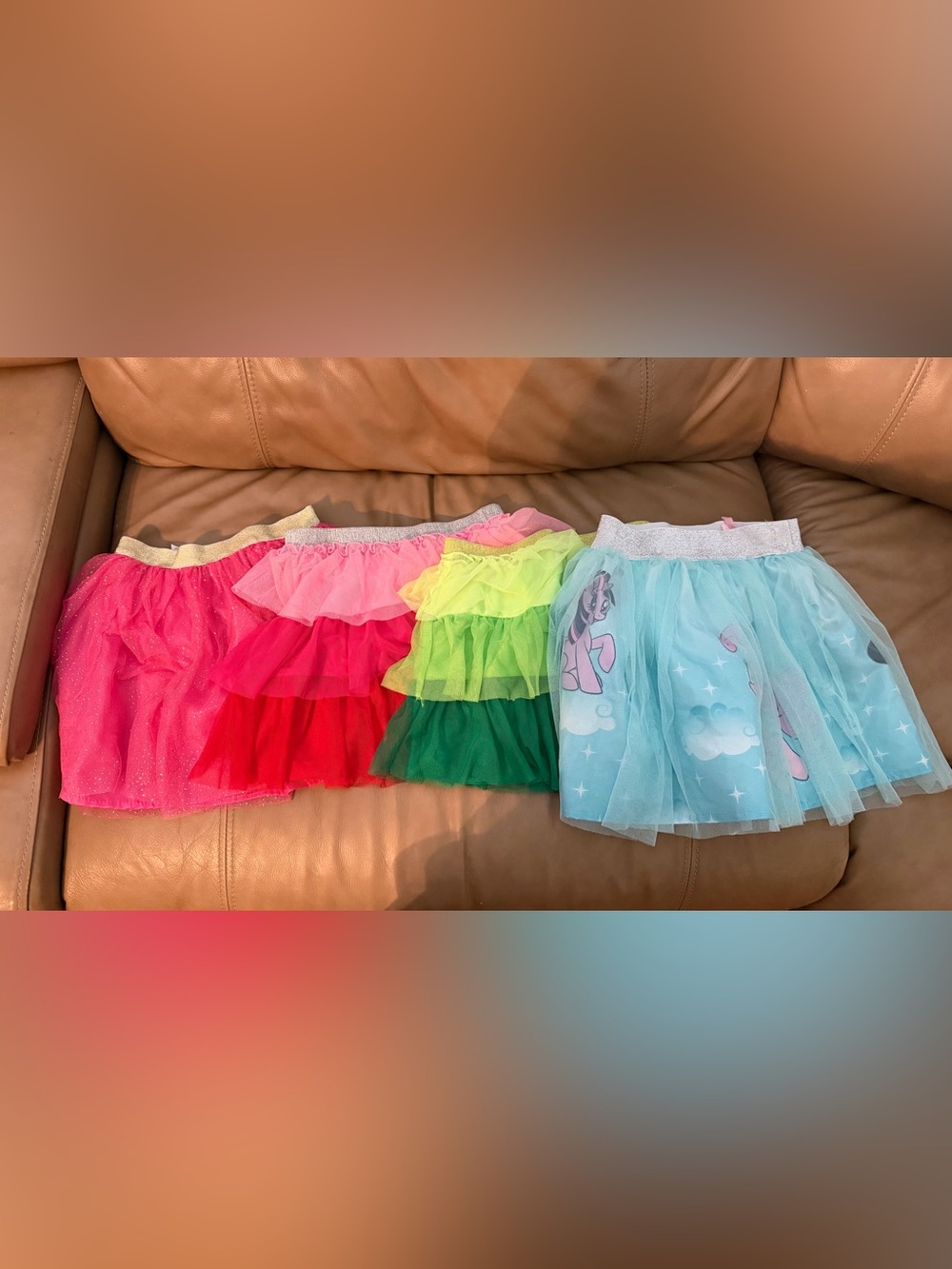Colorful Tulle Layered Skirts - Pink, Red, Neon Green, Teal